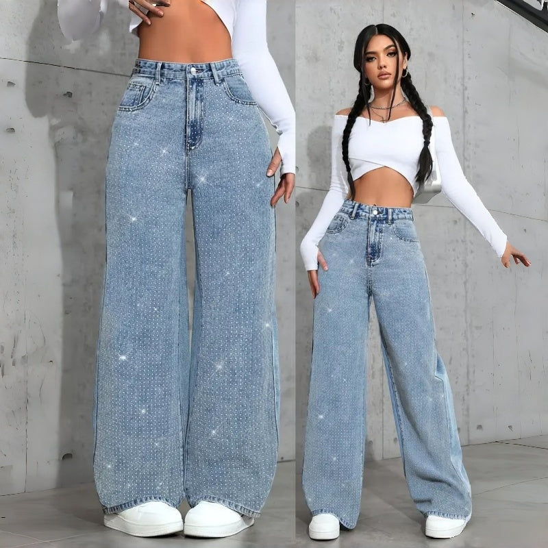 Jean Stretch Droit à Strass