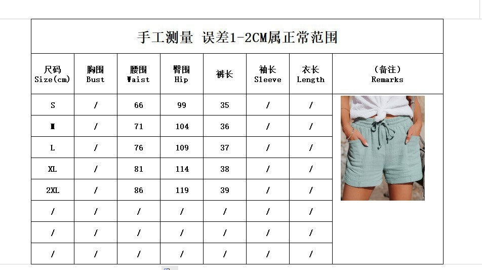 2026 European And American Cross-border New Summer Women's Clothing Amazon Wish High-Waisted Belted Loose Wide-Leg Short Pants For Women