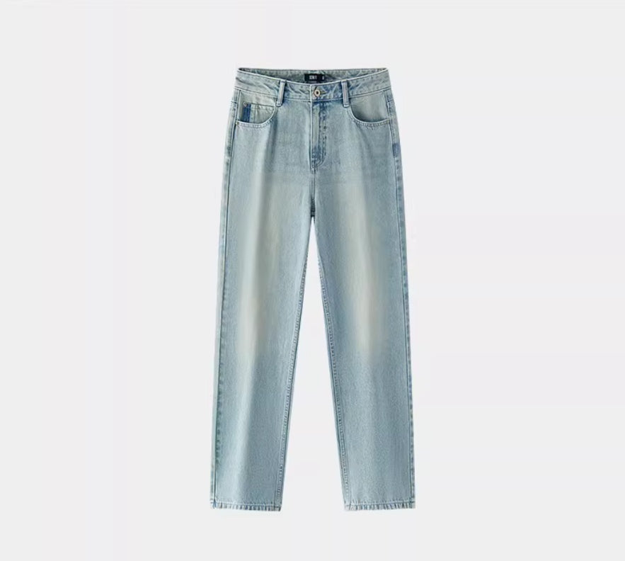 Jean Évasé Taille Haute Denim Clair